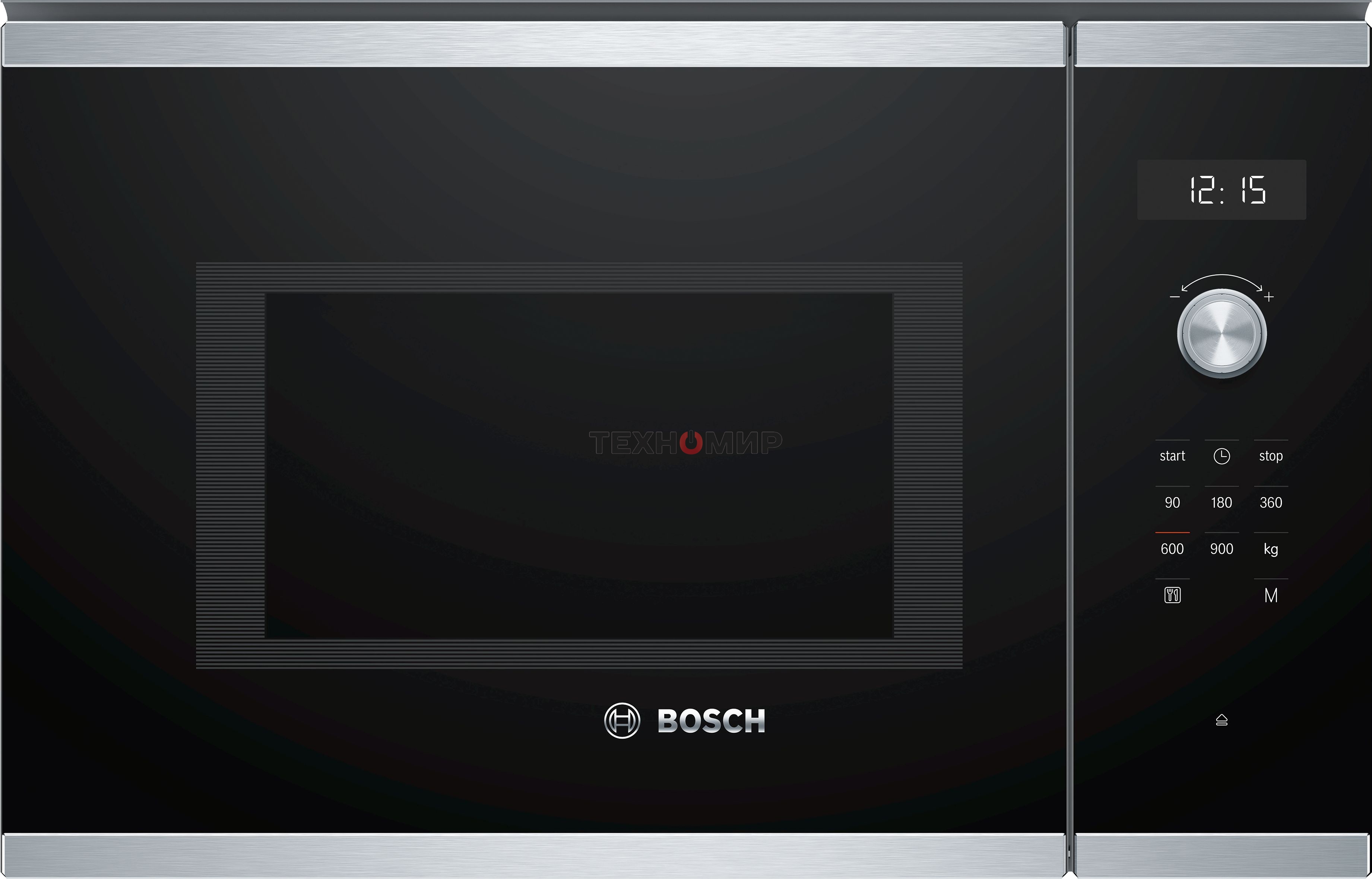 Встраиваемая микроволновая печь Bosch BFL554MS0 нержавеющая сталь/черный, 25 л, 900 Вт, переключатели - поворотный механизм/сенсор
