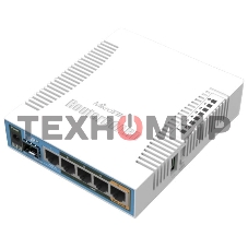 Сетевое оборудование MikroTik RB962UiGS-5HacT2HnT Роутер 2.4+5ГГц, 802.11a/b/g/n/ac, 5x Ethernet 1G, 1x SFP