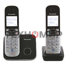 Телефон беспроводной (DECT) Panasonic KX-TG6812RU черный (труб. в компл.:2шт) АОН