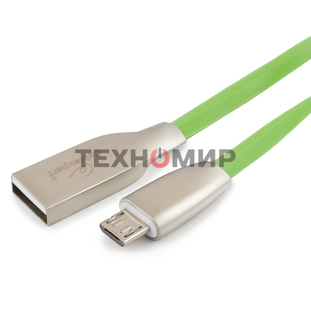 Кабель USB2.0 Cablexpert CC-G-mUSB01Gn-1M, AM/microB, серия Gold, длина 1м, зеленый, блистер