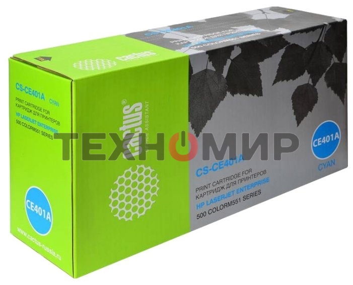 Картридж лазерный Cactus CS-CE401A голубой (6000 стр.) для HP CLJ Color M551 series