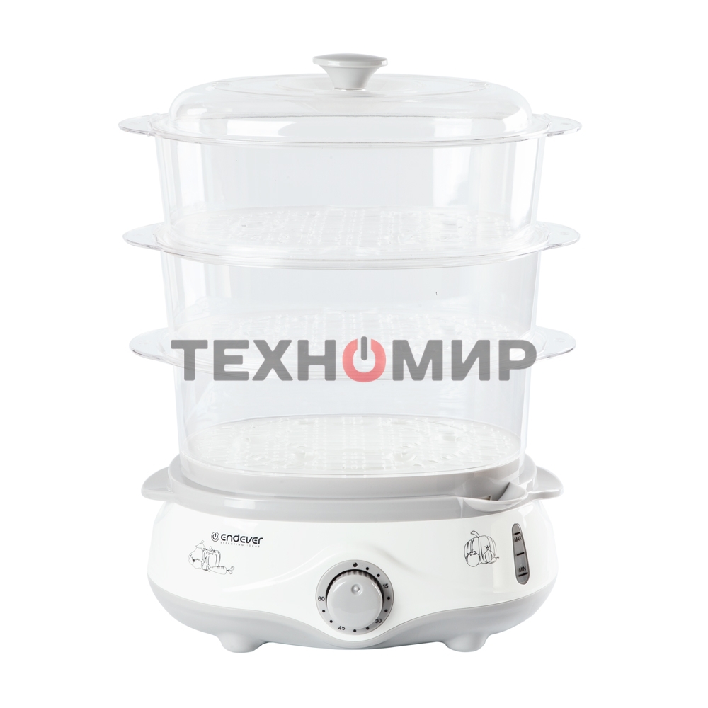 Пароварка электрическая Endever Vita-170, белый/серый, мощность 1000 Вт, объем 11 л