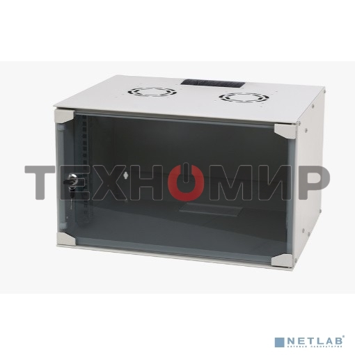 Шкаф телекоммуникационный настенный NEOMAX 6U (520х400), стеклянная дверь, замок-ключ, разборный, цвет серый (1 коробка) NM-CBWM-6U5240GKL-301-GY