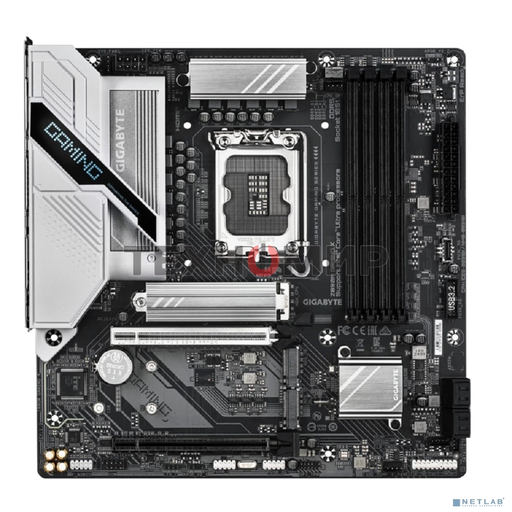 Материнская плата Gigabyte Z890M GAMING X, LGA 1851, Intel Z890, 4xDDR5, 4xSATA, 3xM.2, 1xPCIe 5.0 x16, 1xPCIe 4.0 x16, 1xHDMI, 2xDP, 1x 2.5Gb LAN, 2xUSB-A 2.0, 3xUSB-A 3.2 Gen 1, 3x3.5 мм, 7.1, mATX