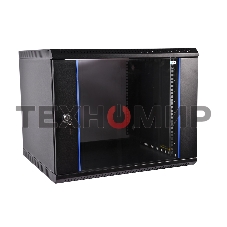 Шкаф телеком. настенный разборный 6U (600х350) дверь стекло, цвет черный (ШРН-Э-6.350-9005) (1 коробка)