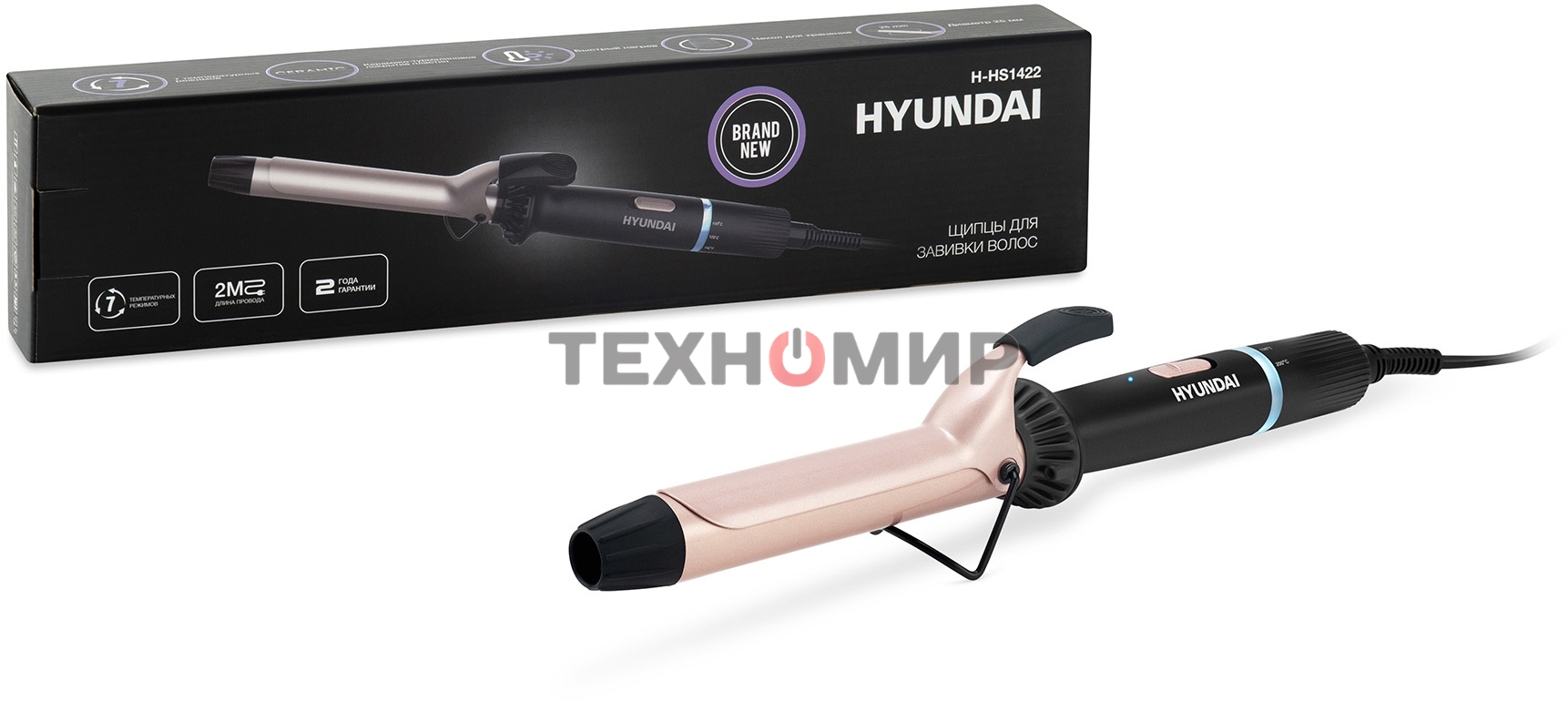 Щипцы Hyundai H-HS1422 40Вт макс.темп.:200С покрытие:керамико-турмалиновое черный