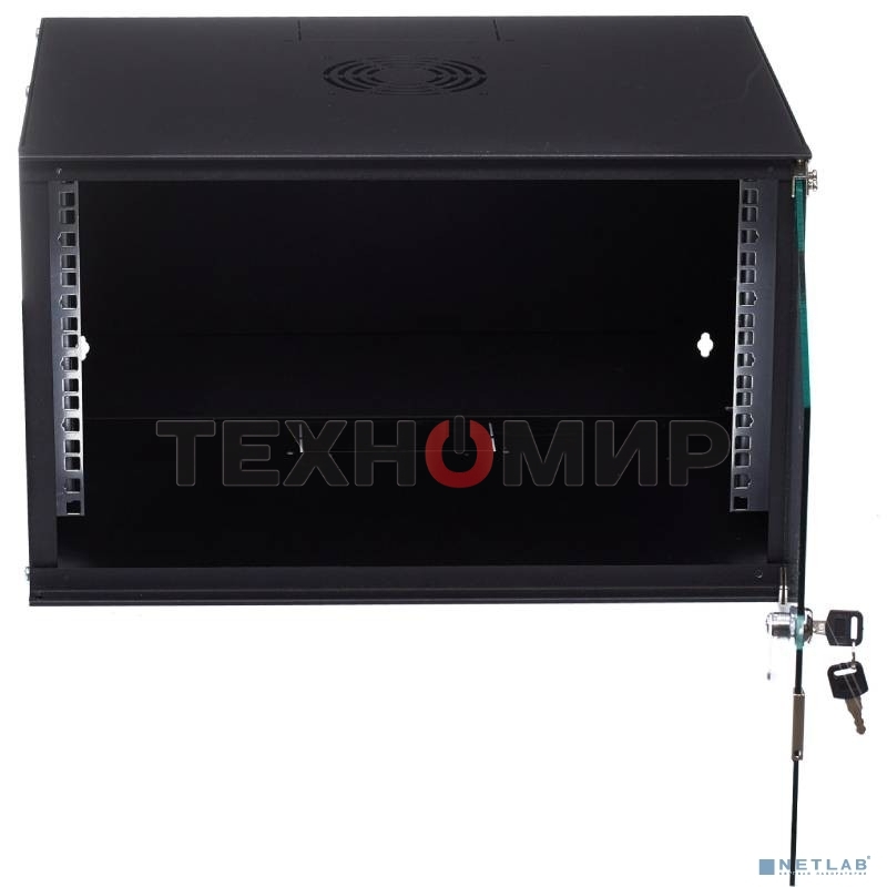 Шкаф телекоммуникационный настенный NEOMAX 6U (520х400), стеклянная дверь, замок-ключ, разборный, цвет черный (1 коробка) NM-CBWM-6U5240GKL-301-BK