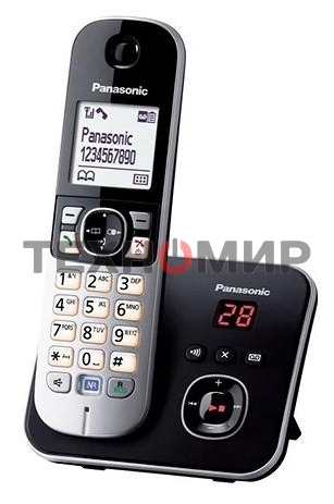 Телефон беспроводной (DECT) Panasonic KX-TG6821RUB черный, автоответчик,определитель номера,телефонный справочник 120 зап.