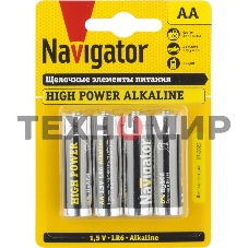 Элемент питания алкалиновый Navigator NBT-NE-LR6-BP4 (блист.4шт)