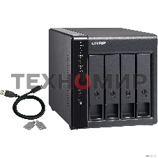 Полка расширения сетевого хранилища без дисков channel QNAP DAS TR-004 4 Bay 2.5/3.5 SATA Type-C USB 3.1 Gen 1 (5 Gb/s) Direct Attached Storage with Hardware RAID