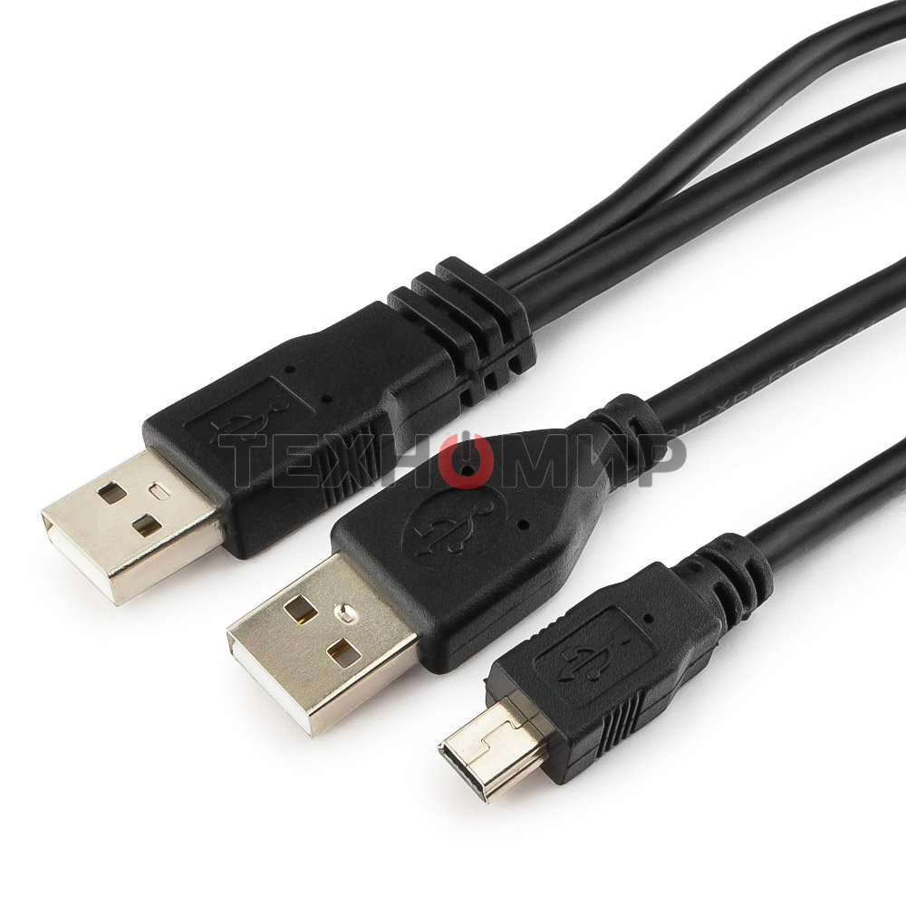 Кабель Gembird/Cablexpert USB 2.0 Pro, 2xAM/miniBM 5P, 0.9м, экран, черный
