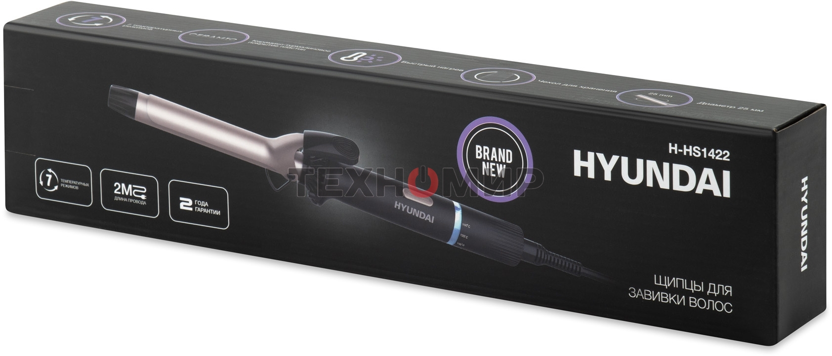 Щипцы Hyundai H-HS1422 40Вт макс.темп.:200С покрытие:керамико-турмалиновое черный