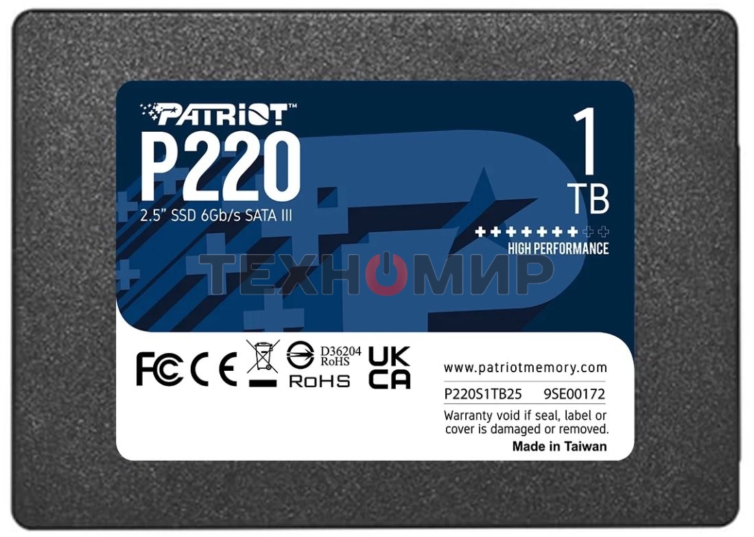 Накопитель SSD Patriot P220, 1Tb, SATA III, 2.5