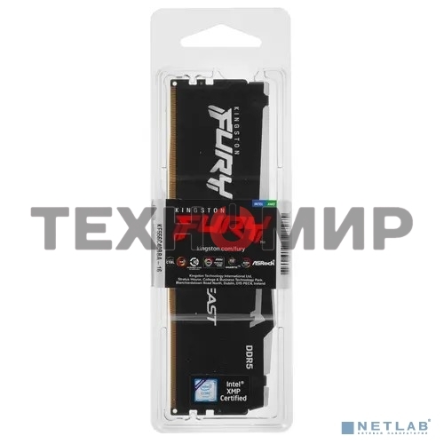 Оперативная память Kingston Fury Beast, DDR5, 16Gb (1x16Gb), 5600MHz, CL40, DIMM, с радиаторами, RGB, черный