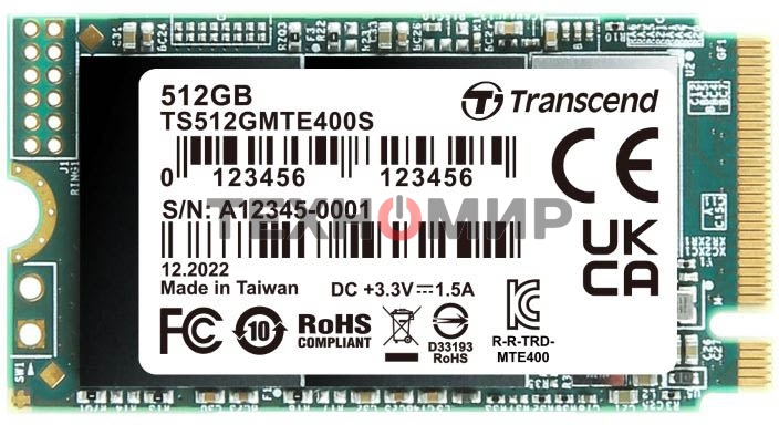 Накопитель SSD 512Gb Transcend MTE400S, 3D TLC NAND, M.2 2242,PCI-E 4x [ R/W - 2000/900 MB/s]