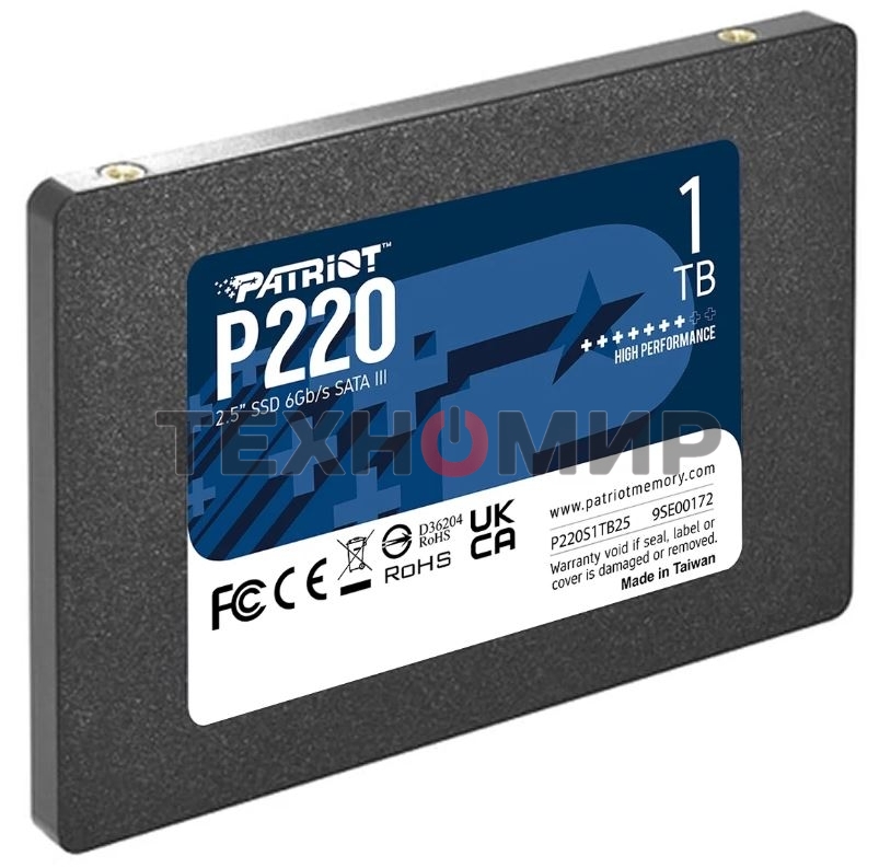 Накопитель SSD Patriot P220, 1Tb, SATA III, 2.5