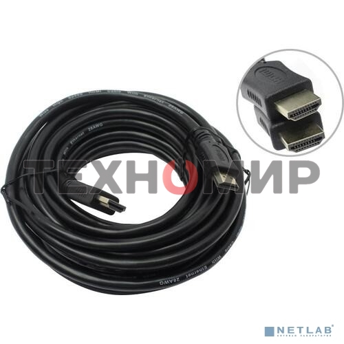 Кабель HDMI C-HM-HM-7.5M Wize, 7.5 м, v.2.0, 19M/19M, позол.разъемы, экран, черный, пакет
