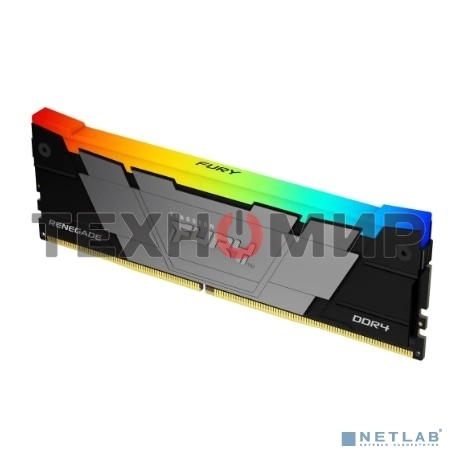 Оперативная память Kingston Fury Renegade, DDR4, 64GB (2x32GB), 3600MHz, CL18, DIMM, радиатор, RGB, черный/серебристый