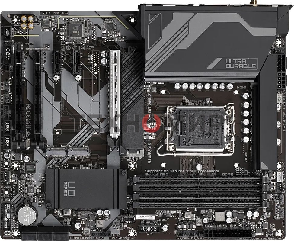 Материнская плата Gigabyte Z790 UD AX (V1.1/V1.2), LGA 1700, Intel Z790, 4xDDR5, 6xSATA, 3xM.2, 1xPCIe 5.0 x16, 1xPCIe 4.0 x4, 1xPCIe 3.0 x1, 1xHDMI, 1xDP, 1x 2.5Gb LAN, 4xUSB-A 2.0, 4xUSB-A 3.2 Gen 1, 1xUSB-A 3.2 Gen 2, 1xUSB-C 3.2 Gen 2x2, 7.1, ATX