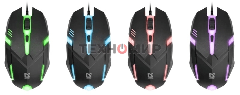 Мышь проводная Defender Cyber MB-560L черный, 1200 dpi, USB, кнопки - 3