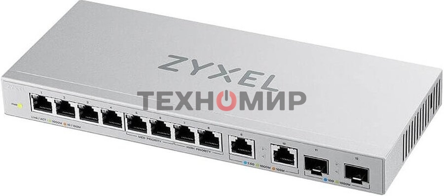 Коммутатор Zyxel XGS1010-12-ZZ0102F 8x1 Гбит/с 2x2.5 Гбит/с 2SFP+ неуправляемый