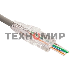 Коннектор LANMASTER RJ45 тип EZ, 8P8C, UTP, Cat.6, универсальный, со вставкой, покрытие 50 микрон,100 шт.