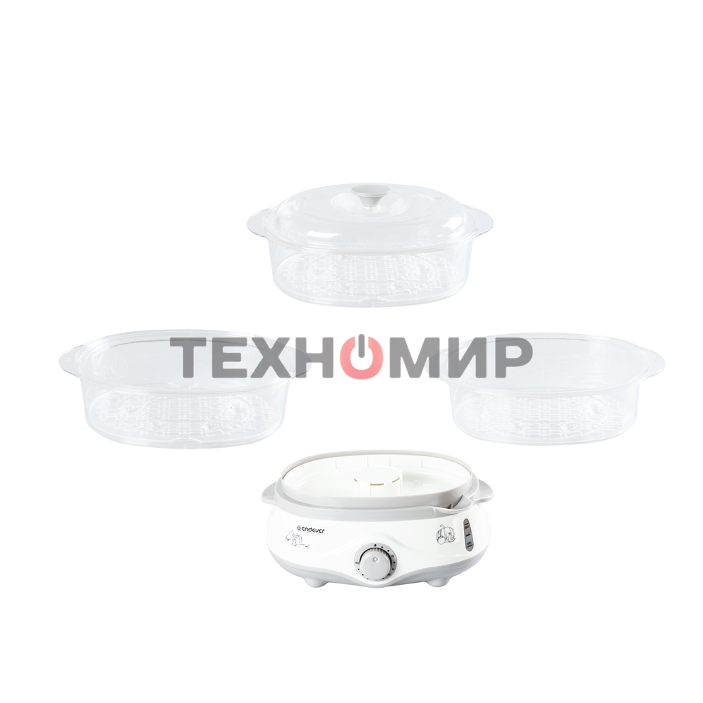 Пароварка электрическая Endever Vita-170, белый/серый, мощность 1000 Вт, объем 11 л