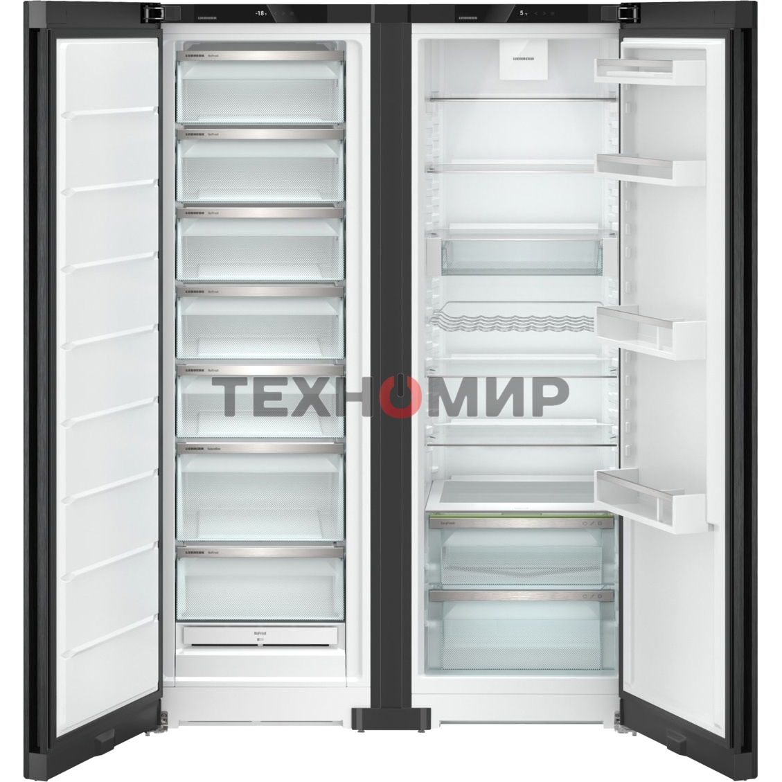 Холодильник Liebherr Комбинация XRFbd 5220-22 001 (SFNbdd 5227-22 001 + SRbdd 5220-22 001) черный двухкамерный 398/271л морозилка сбоку, No Frost, Side by Side