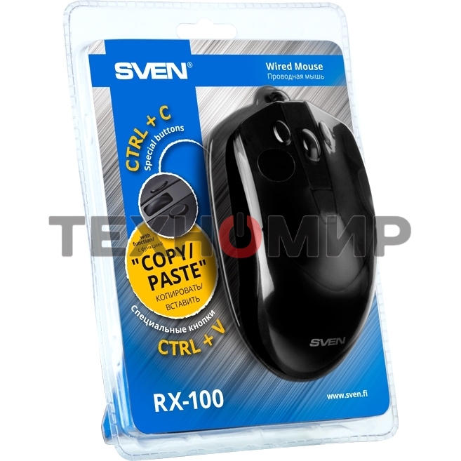 Мышь проводная SVEN RX-100 черный, 4000 dpi, USB, кнопки - 6