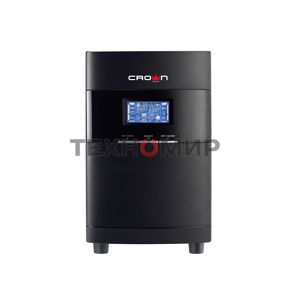 Источник бесперебойного питания CROWN On-Line CMUOA-350-1K EURO 1000VA/900W, корпус металл, TOWER, АКБ 3*12V/7AH, PF-0.9, AVR 110-300V, порт RJ-11/45+USB/RS-232, EPO, розетки 2*EURO, входной кабель 2 м, вентилятор охлаждения, автомат, слот для SNMP, порт 