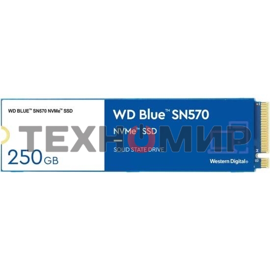 Накопитель SSD WD 250Gb, PCIe 3.0 x4, M.2 2280, Blue SN570 NVMe, R/W 3300/1200