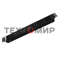 Аксессуар ЦМО Блок розеток Rem-10 без шнура с инд., 10 IEC 60320 C13, вход IEC 60320 C14, 10A, алюм., 19