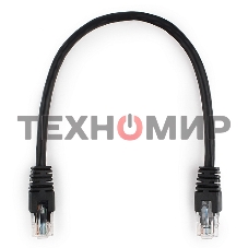 Патч-корд UTP Cablexpert PP6U-0.25M/BK cat.6, 0.25м, литой, многожильный, черный