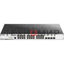 Коммутатор D-Link Switch DGS-3000-28LP/B1A Управляемый коммутатор 2 уровня с 24 портами 10/100/1000Base-T и 4 портами 1000Base-X SFP (24 порта с подде