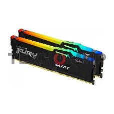Оперативная память Kingston Fury Beast, DDR5, 32Gb (2x16Gb), 5600MHz, CL40, DIMM, с радиаторами, RGB, черный