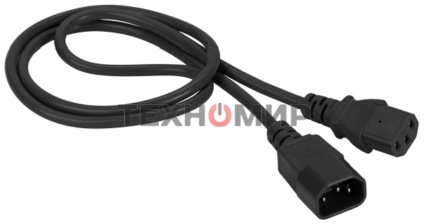 Шнур питания Lanmaster C13-C14, 3х0.75, 220В, 10А, черный, 0.5 метра
