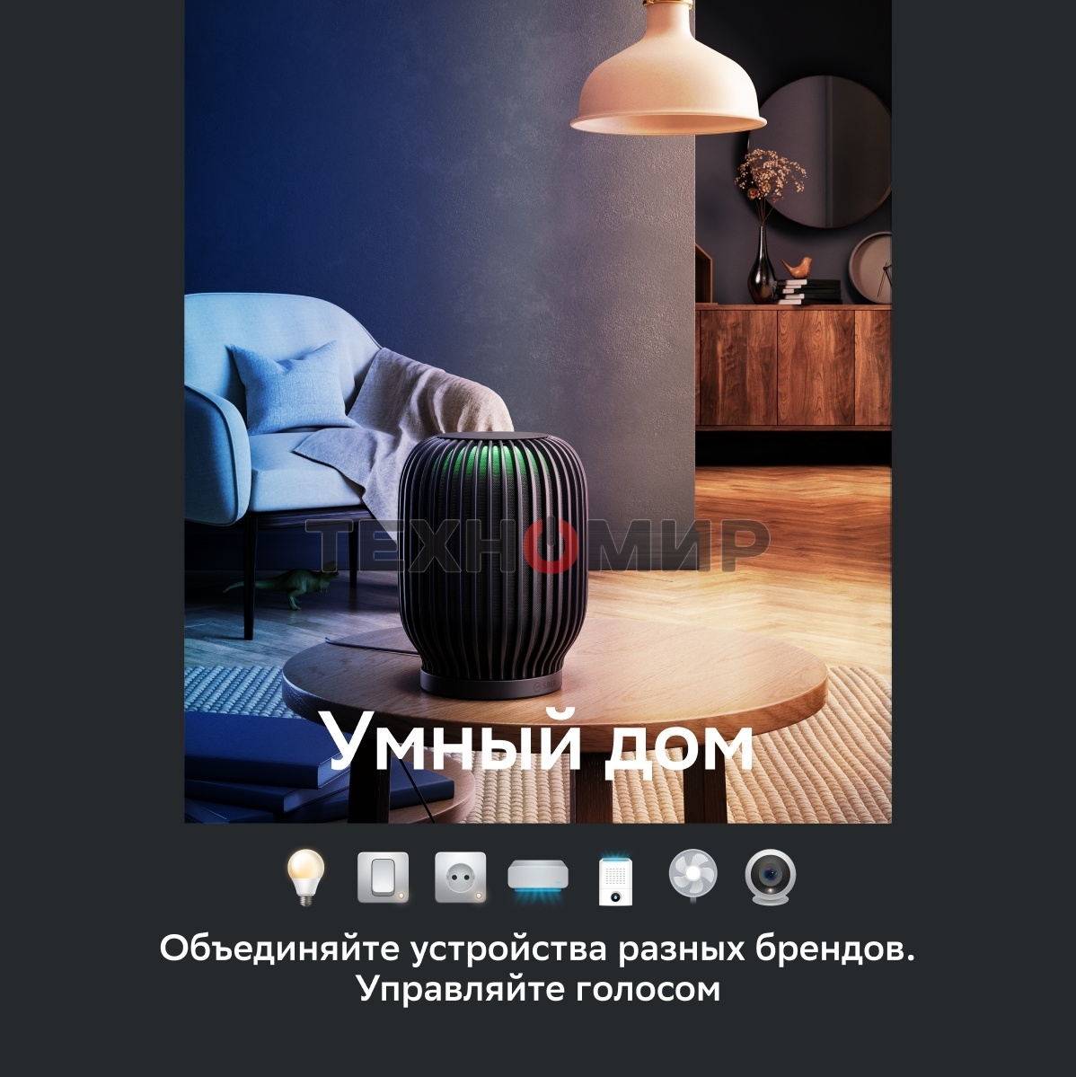 Умная колонка Sber SberBoom, 40Вт, 1.1, Мультирум, Стереопара, Wi-Fi, Bluetooth 5.0, Салют, черный