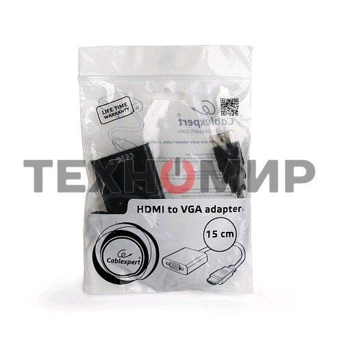 Переходник HDMI-VGA Cablexpert A-HDMI-VGA-04, 19M/15F, провод 15см