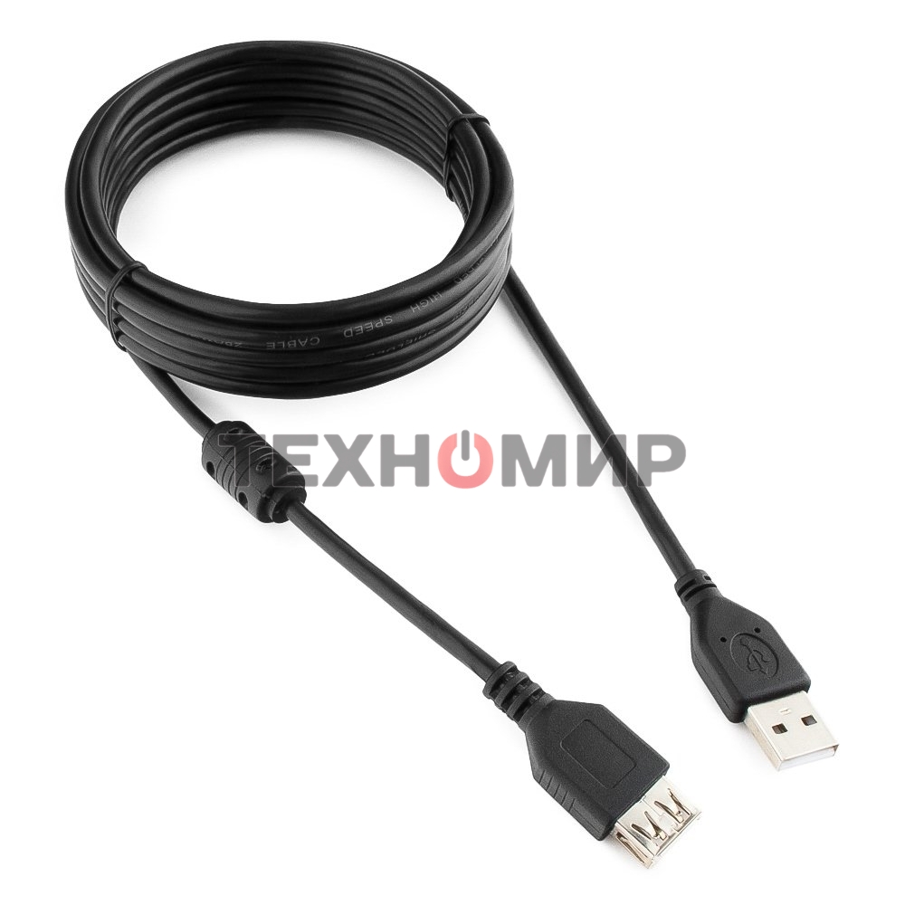 Кабель Gembird PRO USB 2.0 3.0м AM/AF позол.конт., фер.кол., пакет
