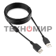 Кабель Gembird PRO USB 2.0 3.0м AM/AF позол.конт., фер.кол., пакет