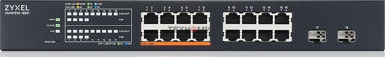 Коммутатор Zyxel NebulaFlex XMG1915-18EP-EU0101F 16x2.5Gbит/с 2SFP+ 8PoE++ 180W управляемый