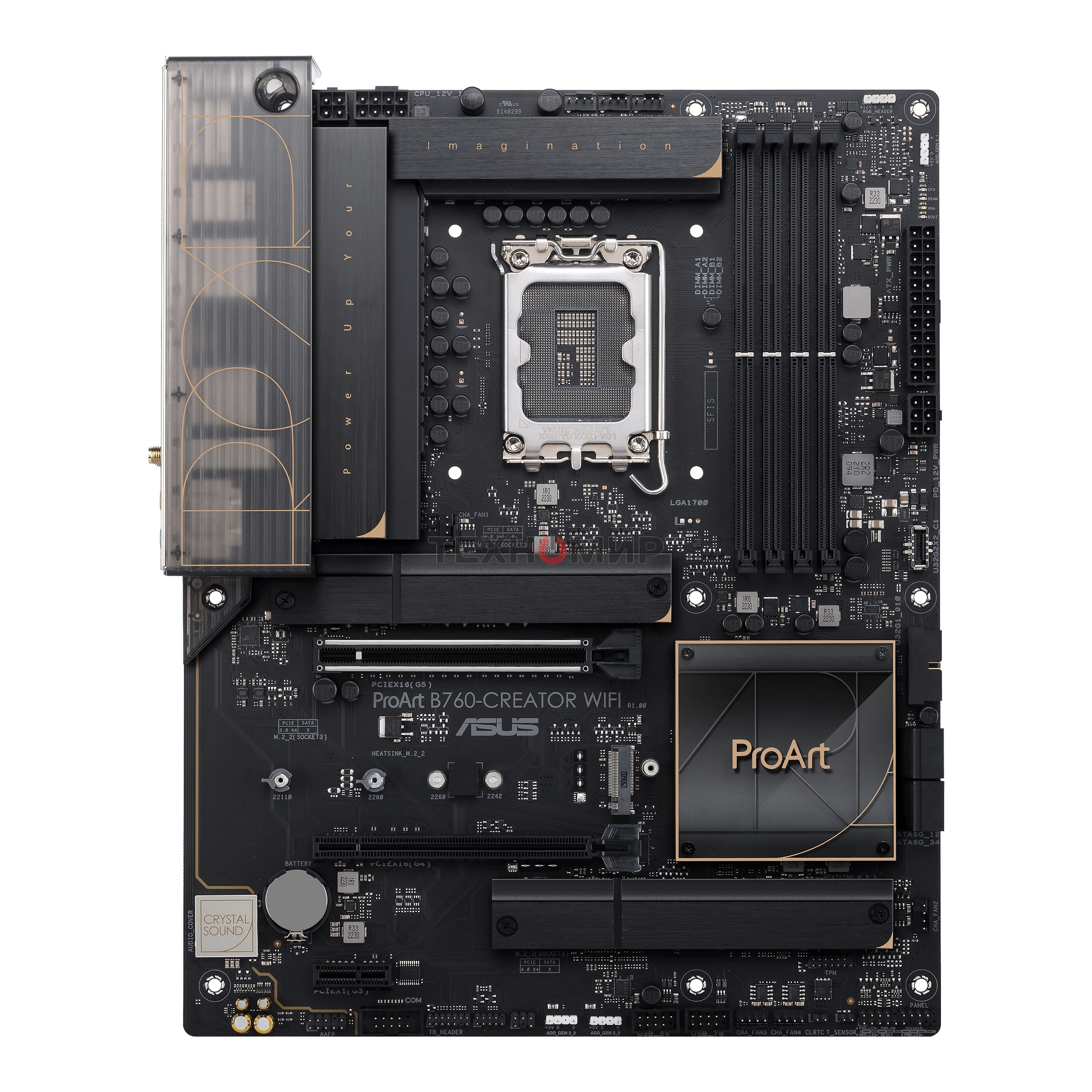 Материнская плата ASUS ProArt B760-CREATOR WIFI, LGA 1700, Intel B760, 4xDDR5, 4xSATA, 3xM.2, 1xPCI-E 5.0 x16, 1xPCI-E 4.0 x4, 1xDP, 1xHDMI, 2x2.5Gb LAN, 4xUSB-A, 1xUSB-C, 5x3.5 мм, 7.1, Standard-ATX
