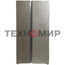 Холодильник Бирюса SBS 541 TGG текстурированное бежевое стекло двухкамерный 343/198 л морозилка слева, NoFrost, Side-by-side