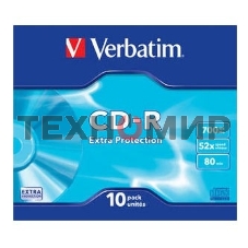 Диск CD-R Verbatim 700Mb 52x Slim case (10шт) (43415)