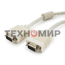 Кабель Gembird/Cablexpert VGA Premium, 15M/15M,5.0м, серый, тройной экран, феррит.кольца