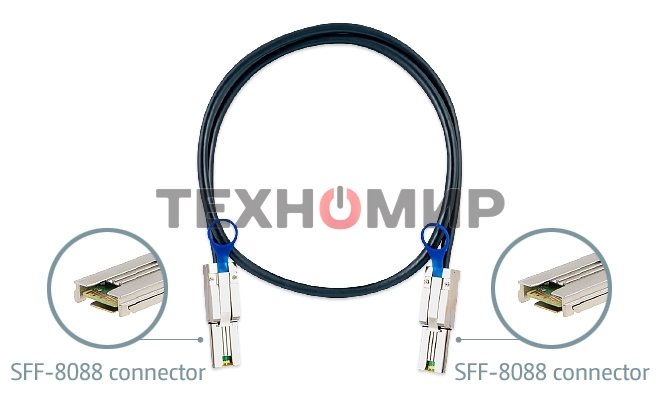 Кабель SAS для QNAP CAB-SAS10M-8088 Кабель mini SAS (SFF-8088), 1 метр