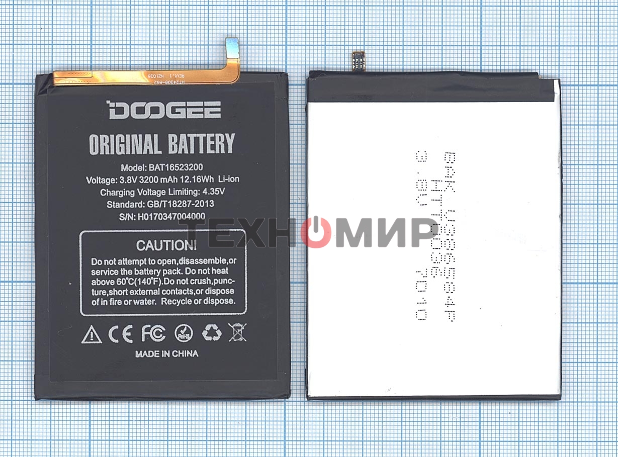 Аккумуляторная батарея BAT16523200 для Doogee Y6, Y6c 3200mAh 3,8V