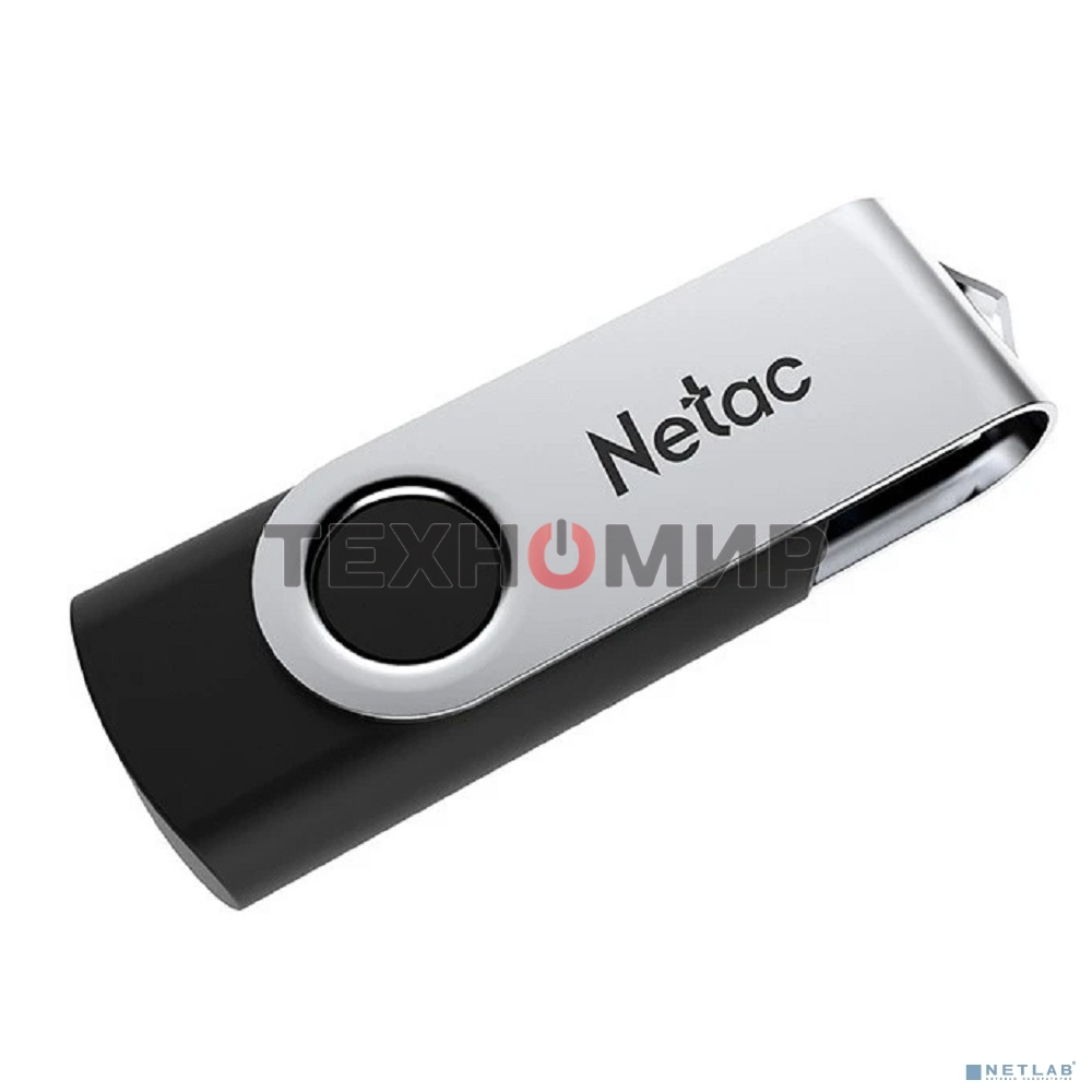 Флешка USB Netac U505 (NT03U505N-004G-20BK), 4Gb, USB 2.0, R/W 70/30, черный/серебристый