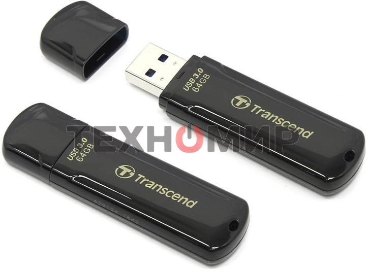 Флешка USB Transcend JetFlash 700 (TS64GJF700), 64Gb, USB 3.0, R/W 70/20, черный