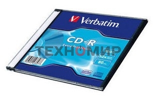 Диск CD-R Verbatim 700Mb 52x Slim case (1шт) (43347)